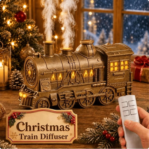 Train Diffuser, Vintage Steam Train Aromatherapy Essential Oil Diffuser Humidifier, 300ML Train Diffusers for Essential Oils with Remote, LED Light,Ultra-Quiet and Auto Shut-Off (golden)