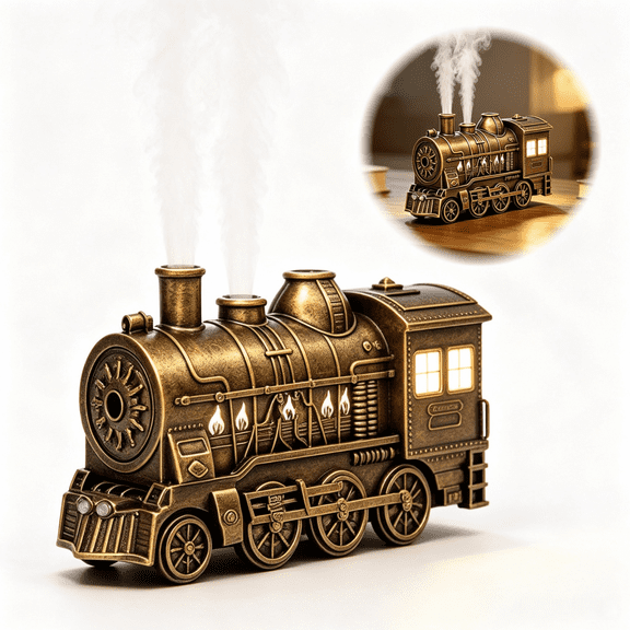 Train Diffusers for Essential Oils, 2 Color LED Dual Train Oil Diffuser with Remote Control, 300ml Vintage Train Aromatherapy Diffusers