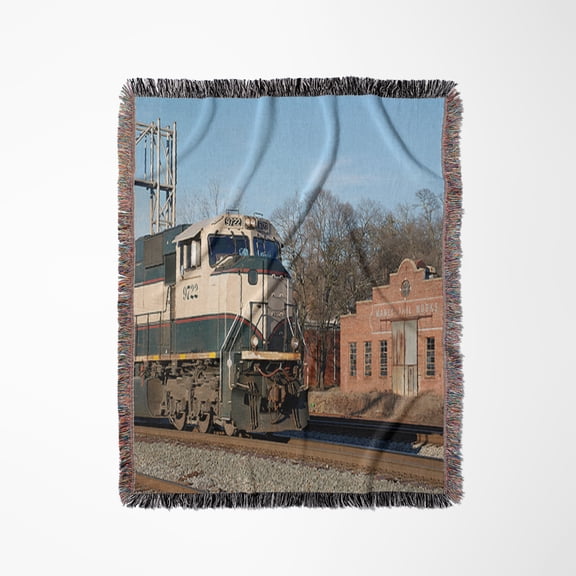 Train Downtown Dalton, Woven Blanket