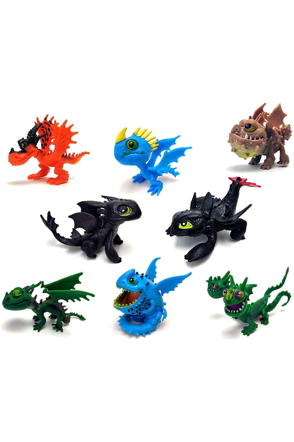 Train Dragon Figures 8 Pcs PVC Action Dolls Night Fury Toothless Dragon Gift