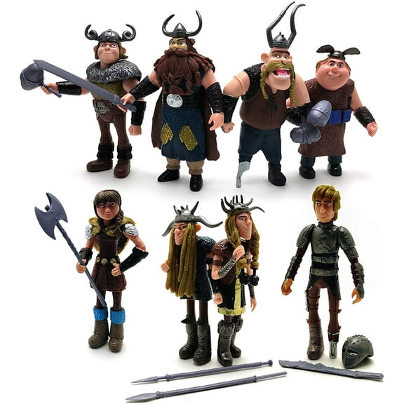 Train Dragons 8 Pcs Figures Hiccup Astrid Stoick and Ruffnut