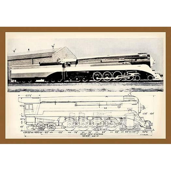 Train Drawing and Photo-Fine Art Canvas Print (20" x 30")