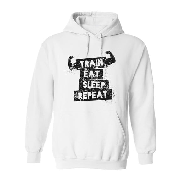 Train Eat Sleep Repeat. Hoodie Men -Image by Shutterstock, Male Large