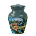 thumbnail image 1 of Train Funeral Cremation Urns For Adult Ashes Women - Blue Miniature Urns For Adult Female - Green Mini Memorial Urn For Male Ashes - Small Keepsake Urn For Father And Mother -3 Inch, 1 of 7