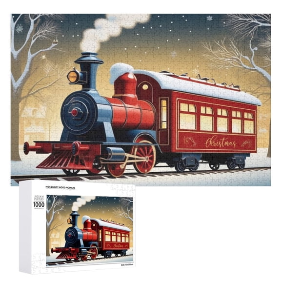 Train Holiday,Christmas Festival 1000 Piece Jigsaw Puzzle for Adults Challenging Puzzle Perfect for Game Nights - A009