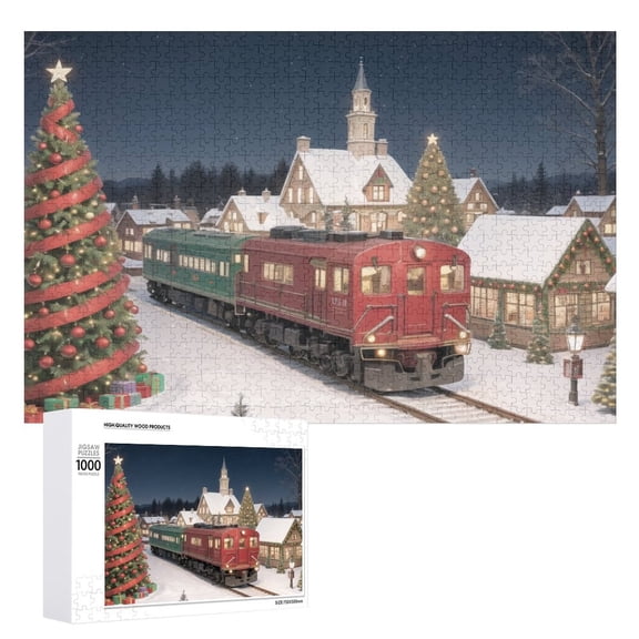 Train Holiday,Christmas Festival 1000 Piece Jigsaw Puzzle for Adults Challenging Puzzle Perfect for Game Nights - A009