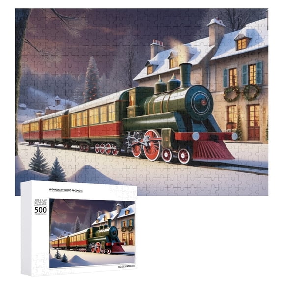 Train Holiday,Christmas Festival 500 Piece Jigsaw Puzzle for Adults Challenging Puzzle Perfect for Game Nights - A008