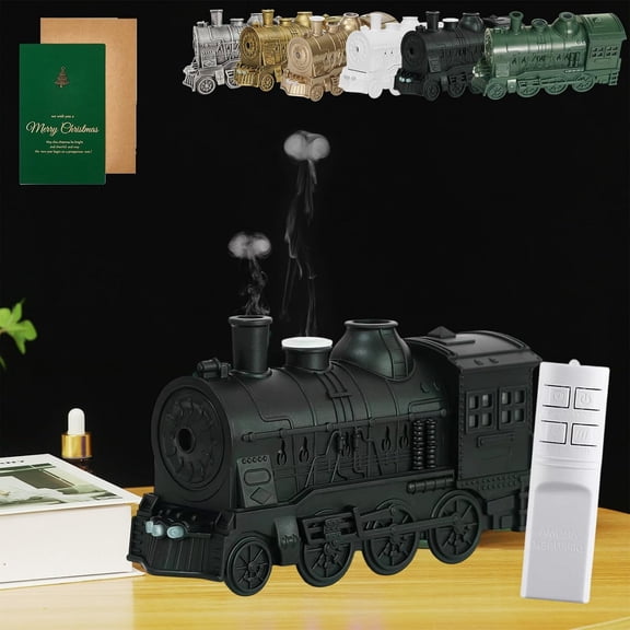 Train Humidifier Diffuser, Steam Train Humidifier, Soft LED Ambient Light, Ultra-Quiet Operation, for Decorative Retro Home & Holiday Gift for Bedroom Office