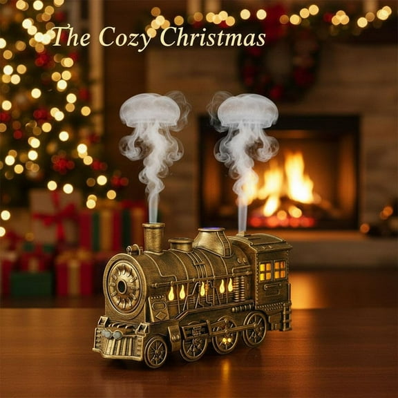 Train Humidifier with Essential Oil Diffuser - 300ML Large Capacity Ultrasonic Dual Mist Output, 2 Color LED Night Light with Remote Control, Auto-Off, Ultra Quiet for Bedroom Office Desk