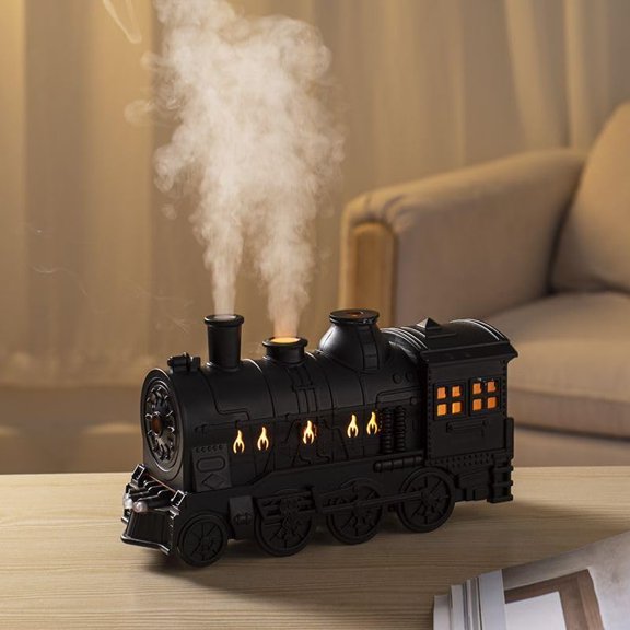 Train Humidifiers, Dual Mist Outlets, 300ml Capacity, Jellyfish shaped Cool Mist Train Humidifier, Aroma Diffuser, Mist Humidifiers with 2/8 Hours Timing Function (Black)
