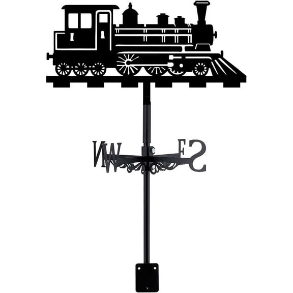 Train Iron Weather Vane Train Metal Weathervane Black Wind Direction Garden Art Decor for Roof Indicators Wind Vanes for Yard Outdoor Farm Barn Sheds Garden Patio Decoration