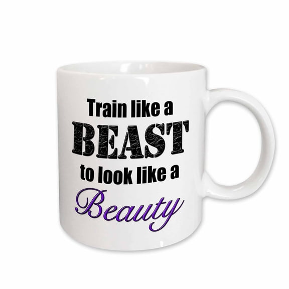 3drose, Train Like a Beast to Look Like a Beauty, Purple,, 15oz Mug