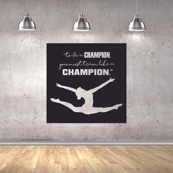 Train Like A Champion Gymnastics Motivation Quote Wall Sticker Art Decal for Girls Boys Room Bedroom Dance Studio Garage House Fun Home Decor Stickers Wall Art Vinyl Decoration Size (30x30 inch)