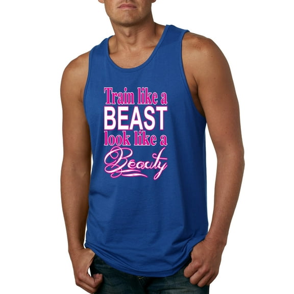 Train Like a Beast Look Like a Beauty Gym / Workout Mens Graphic Tank Top, Royal, Small