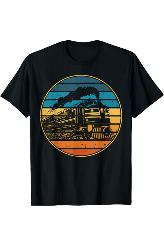 Train Locomotive Conductor Retro Railroad Boys Kids Men Teen T-Shirt