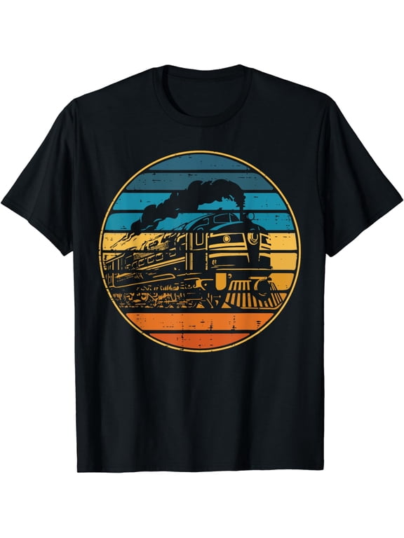 Train Locomotive Conductor Retro Railroad Boys Kids Men Teen T-Shirt
