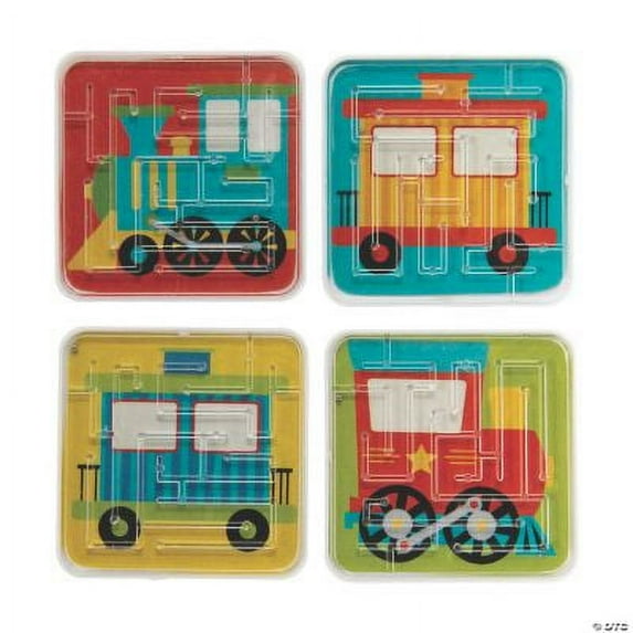 Train Maze Puzzles, Birthday, Party Favors, Toys, 24 Pieces