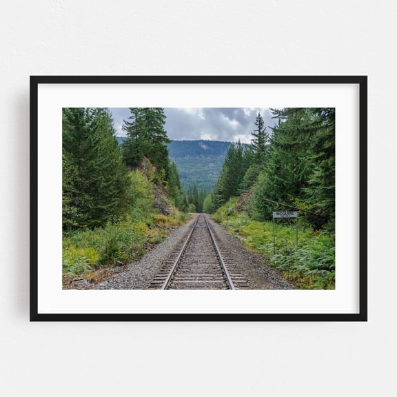 Train to Mc Guire - Chilliwack British Columbia Canada Photography Railroad Nature Forest Landscape Scenic Woods Wilderness Black Framed Wall Art Print 5 x 7 inches