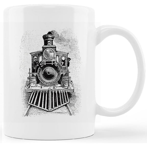 Train Mug Cup - Train Gifts for Men Boys, Gifts for Train Lovers Enthusiast Fans Conductor Workers, Train Collector Gifts, Vintage Train Locomotive 11 oz. Ceramic Coffee Mug