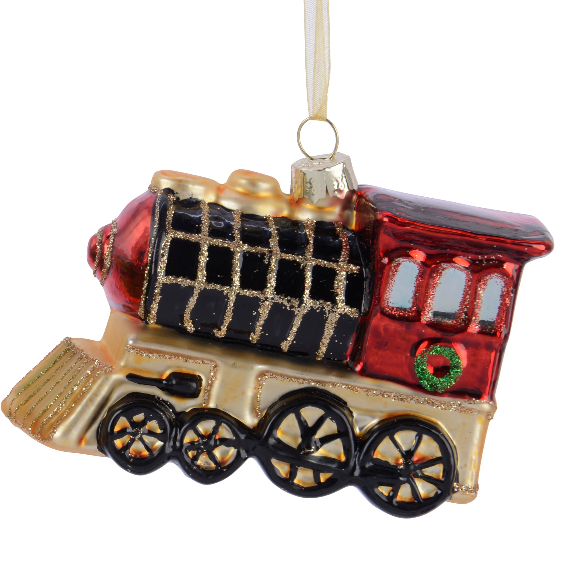 Train Ornament – Blown Glass Christmas Ornament, Red Locomotive ...