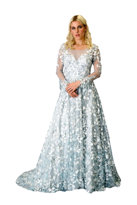 Train Ostrich Feathers Gown