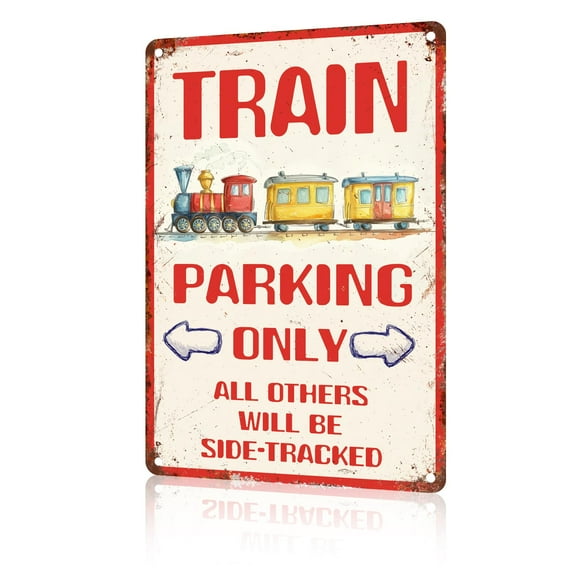 Train Parking Metal Sign Train Wall Decor Railroad Crossing Signs Trains Gifts Sign (Aluminum) Size: 12 x 16 inch