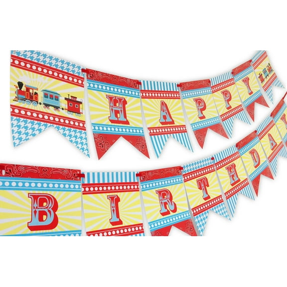 Train Party Happy Birthday Banner