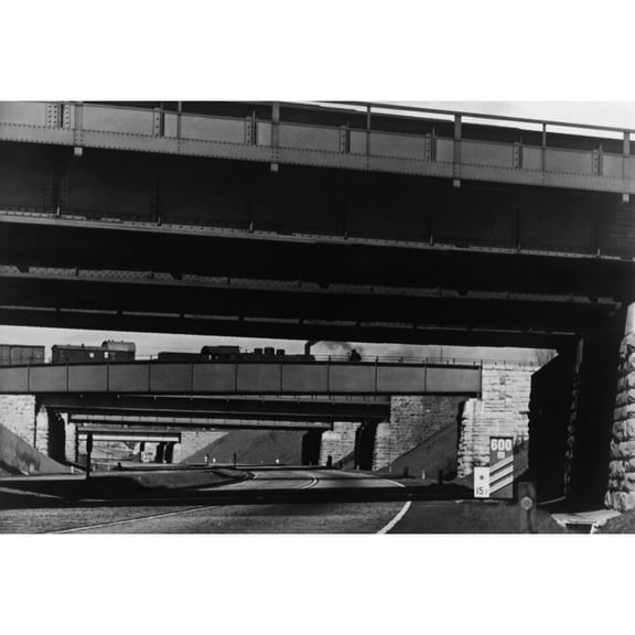 Train Passing Over One Of A Series Of Six Bridges On The German Autobahn. Ca. 1938. Lc-Usz62-128821 History