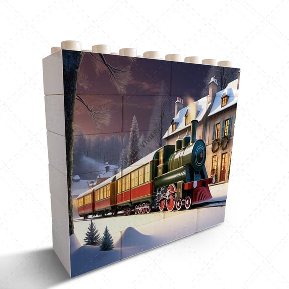 Train Picture Office Desk Accessories for Work, Home Office Decor Creative Building Blocks Puzzles Christmas Birthday Housewarming Gift