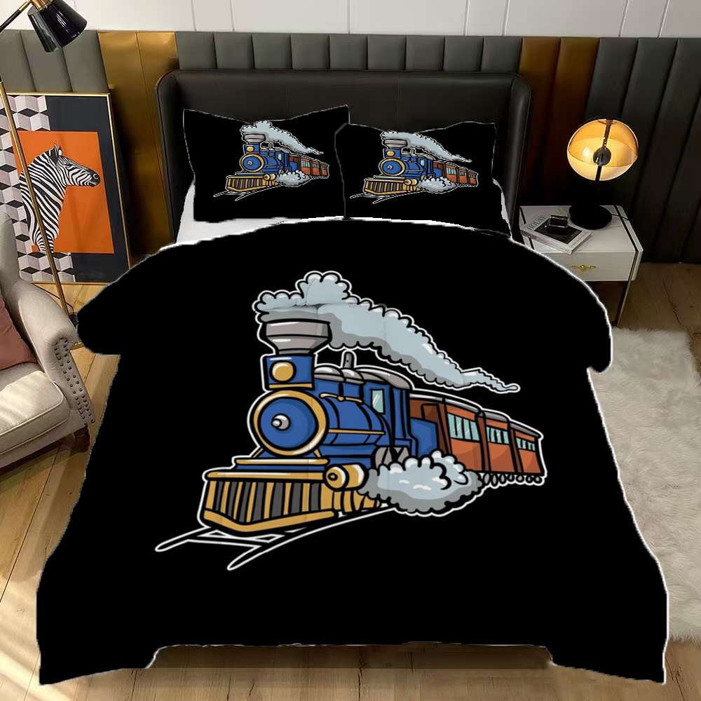 Train Railroad Comforter Set King Size Bedding Set For Travl Bedroom ...