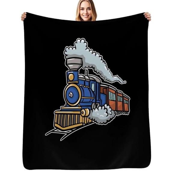 Train Railroad Flannel Blanket Warm Soft Bedding Throws Winter Camping Chair Sofa Bed