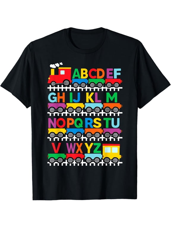 Train Railroad Lover ABC Alphabet A-Z ABCs Kindergarten Kids T-Shirt