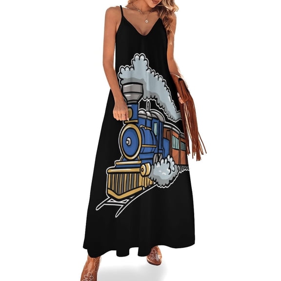 Train Railroad Sleeveless Dress Women's Evening Dress Womans Clothing