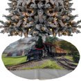 thumbnail image 1 of Train Railway Christmas Tree Skirt 36 Inches, Countryside Cabin Trees Farmhouse Rustic Xmas Trees Skirt Mat Cover Decorations for Holiday Party Indoor Outdoor, 1 of 9