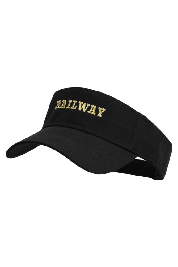Train Railway Embroidered Cotton Twill Sun Visor - Black OSFM