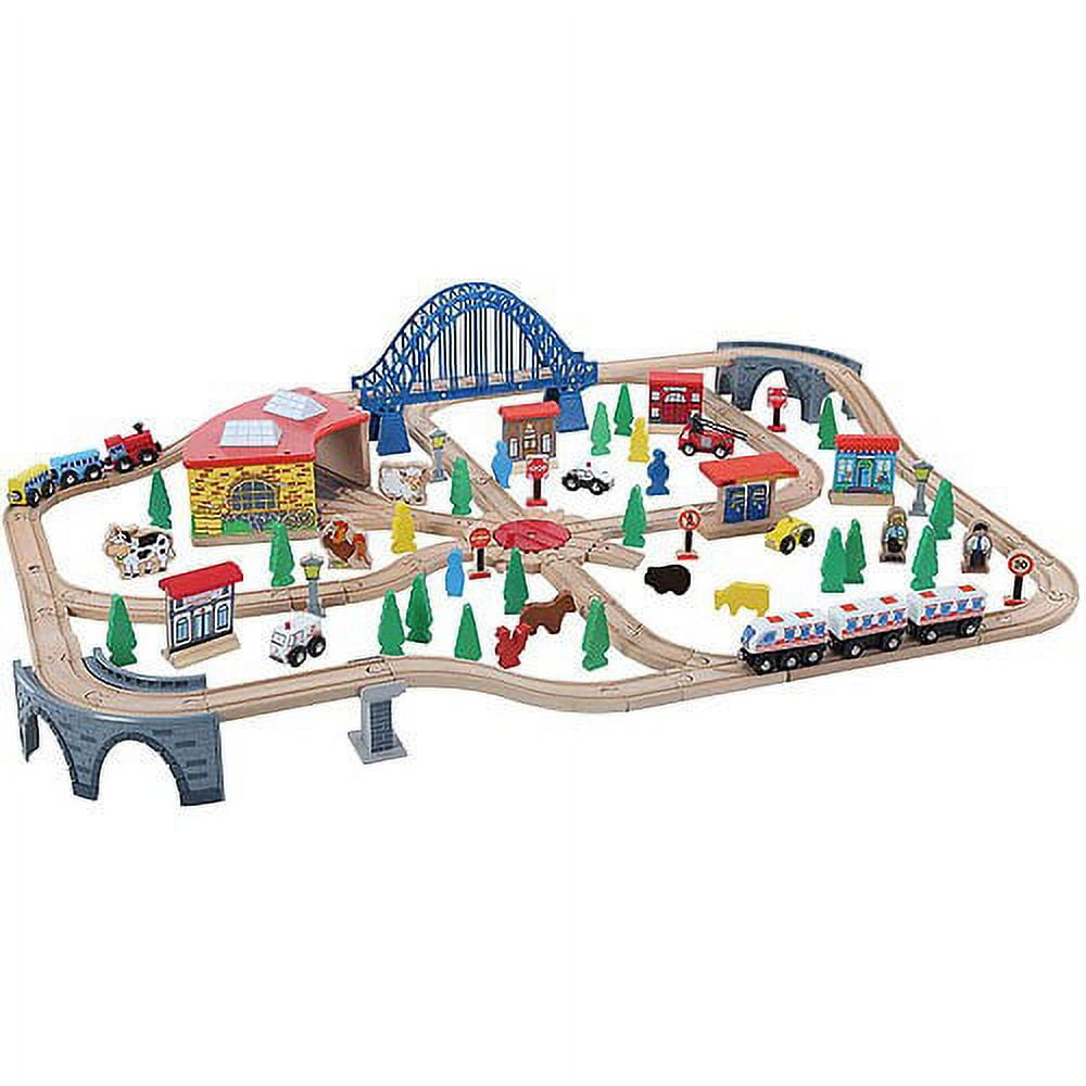 120 piece sales wooden train set