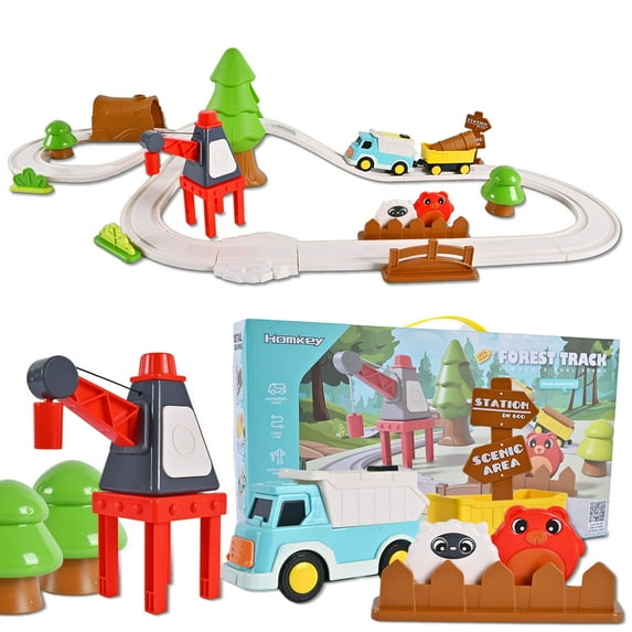 Train Set 36pcs Wooden Train Set, Toy Train For Boys & Girls With Wooden Train Track, Wooden Toys For 3-7 Years Old Youngsters & Kids, Railway Set Birthday Toys For Kids