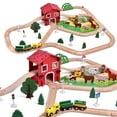thumbnail image 1 of Train Set 77pcs Wooden Train Set with Wood Construction Toys Model Train Sets, Wooden Toys Birthdays gifts for 3-7 Boys Girls, 1 of 7