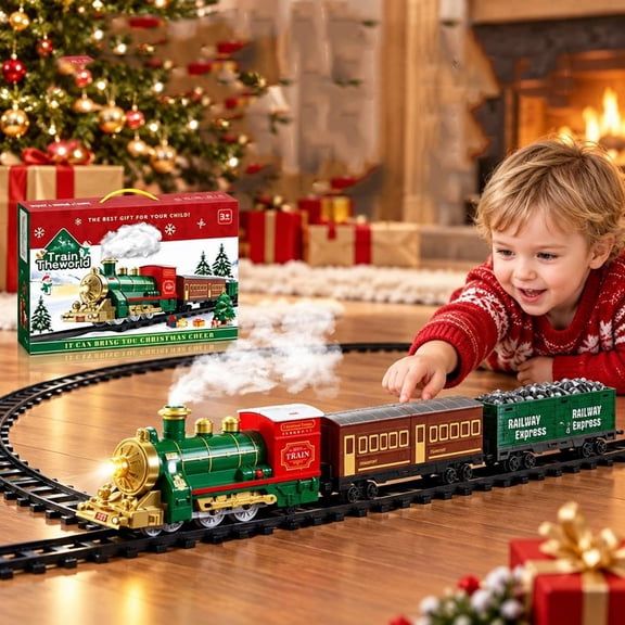 Train Set, Christmas Train Set with Steam, Light and Sounds