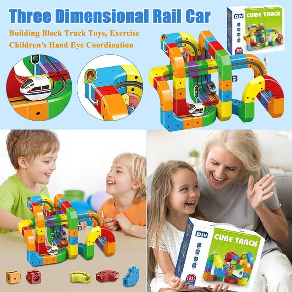 Train Set For Toddlers 2-4 Electric Train Toys Set with 3D Magic Flexible Race Tracks, Snap-On Blocks Building Tracks Set for Boost Creativity and Skills One Size