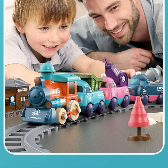 HYPERLIVING Train Set for Toddlers, Music & Lights - First Choo Choo Train for Toddlers, Electric Train Set for Kids, Magnetic Train Toys, Christmas Birthday Gifts for Boys Girls