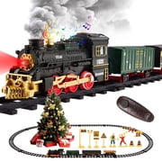 Electric Train Set, Remote Control Train Toy with Smoke, Light & Sound, Toy Train Set for Under Christmas Tree for Boys Girls