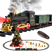 Electric Train Set, Remote Control Train Toy with Smoke, Light & Sound, Toy Train Set for Under Christmas Tree for Boys Girls