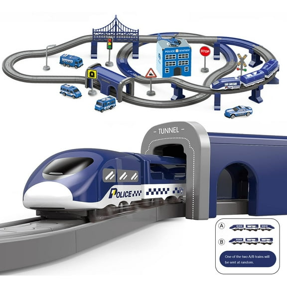 Train Set Toys for Boys 4-6, 92 Pcs Train Set with Tracks Train and Track fits Thomas, fits Brio, Battery Operated Train Toy Gifts for 3 4 5 6 Years Old Boys Girls