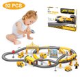 Train Set Toys for Kids, 92pcs Electric Train with Track and Car Toy