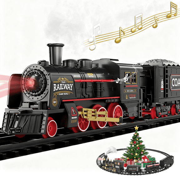Train Set Train Toys for Boys with Smokes Lights and Sound Train Set Under Christmas Tree Gifts for Kids 3+