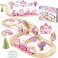 thumbnail image 1 of Train Set, Wooden Train Set for Kids, Train Toys for Toddlers, Toy Train with Train Tracks, Wooden Unicorn Toys for Kids 2 3 4 5+ Years Old, Great Gift for Boys Girls - Compatible with Other Brands, 1 of 8
