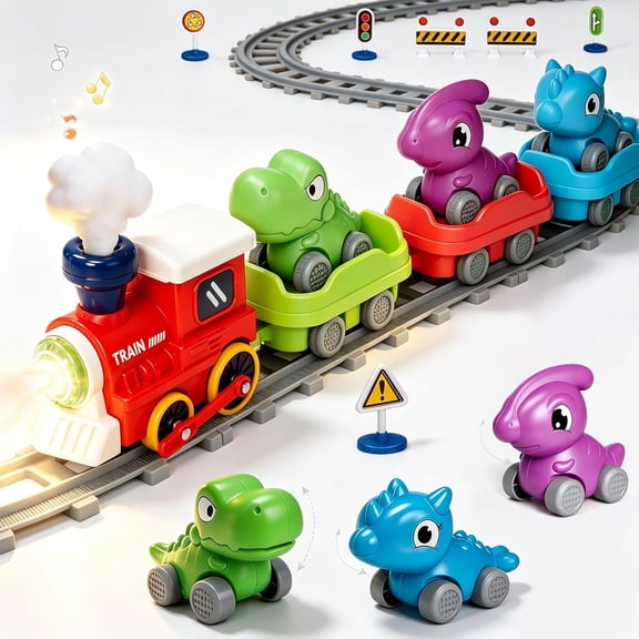 Train Set for Toddlers w/Steam Music & Lights