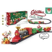 Train Sets-Electric Train Set for Boys, Christmas Train for Around The Tree with Light&Sound,Carriage&Train Track, Battery Operated Train Toys for Toddlers Kids 4-7
