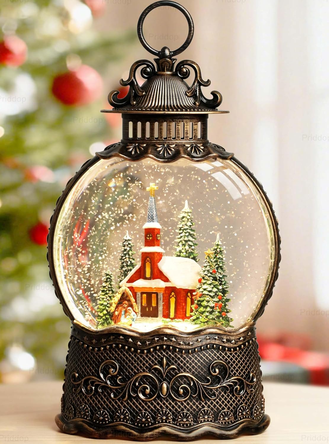 Train Snow Globe Christmas Snow Globe Lantern with Auto 6H Timer and ...